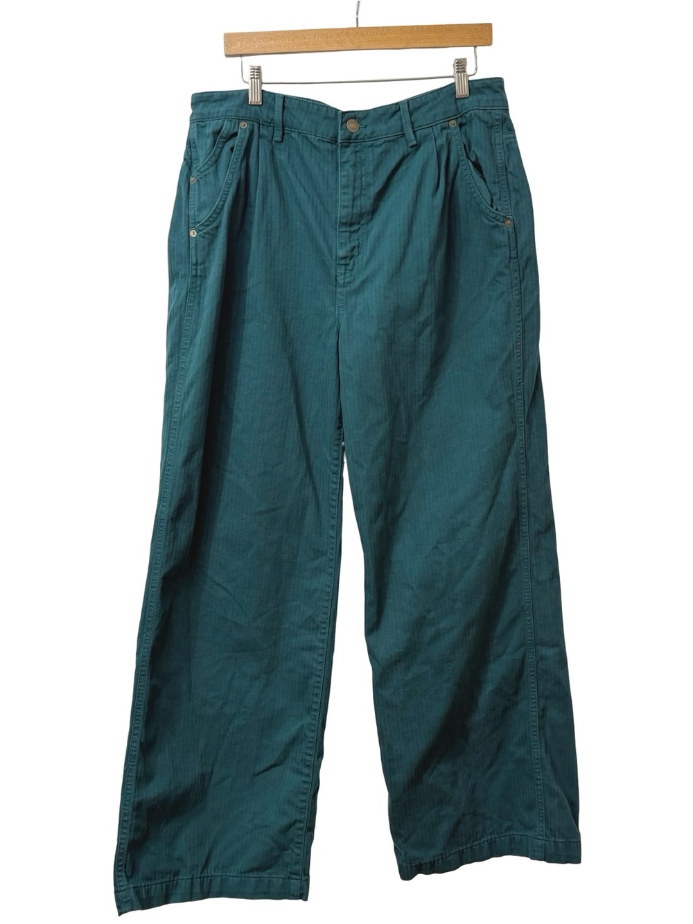 Current‎ Elliot Striped Green Wide Leg Jeans Size 32 Women’s